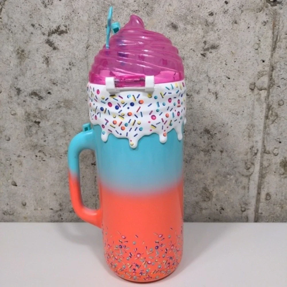 Mattel Barbie Milkshake Tumbler Cup 40oz 2023 New Teal Pink Sprinkles‎ Huge Mug